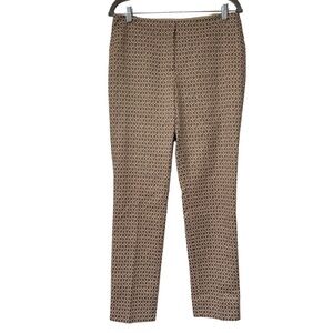 {J. McLaughlin} "Masie Pants" Brown Diamond Damask Straight Leg Dress Pants